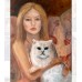 Girl and cat Solomon – Oil painting on canvas, by Marina Stognieva